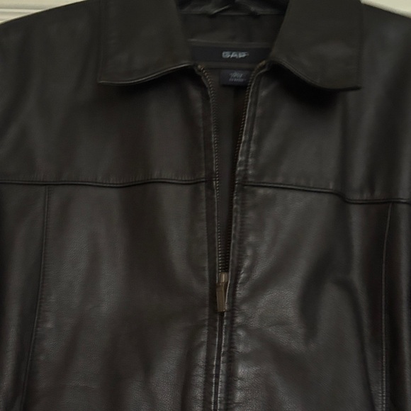 GAP Womens Black‎ Leather Jacket L - Picture 5 of 8